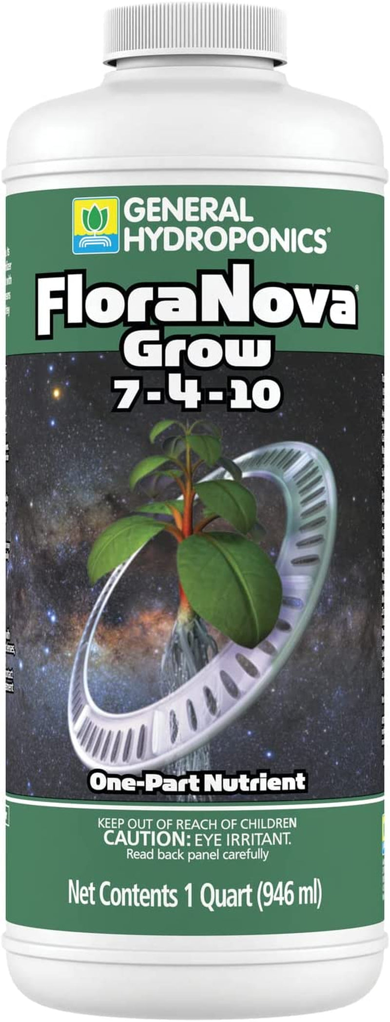 Floranova Grow 7-4-10, Robust Strength of Dry Fertilizer but in Rapid Liquid Form, Use for Hydroponics, Soilless Mixtures, Containers & Garden Grown Plants, 1-Quart