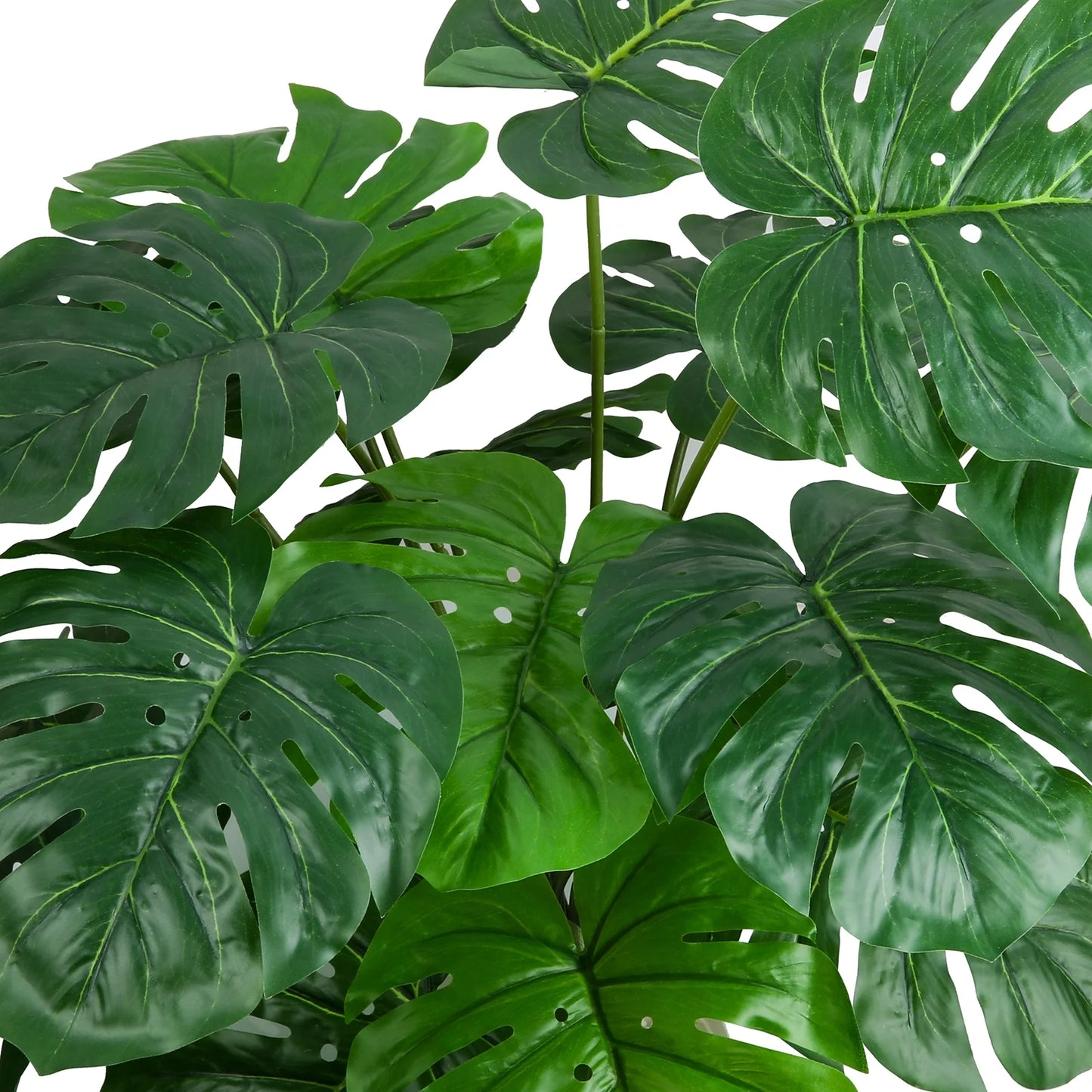 Artificial Monstera Plants, 28'' Fake Plants Tropical Palm Tree with Plastic Plant Pot, Desk Faux Plants Indoor for Home Decor, 18 Leaves