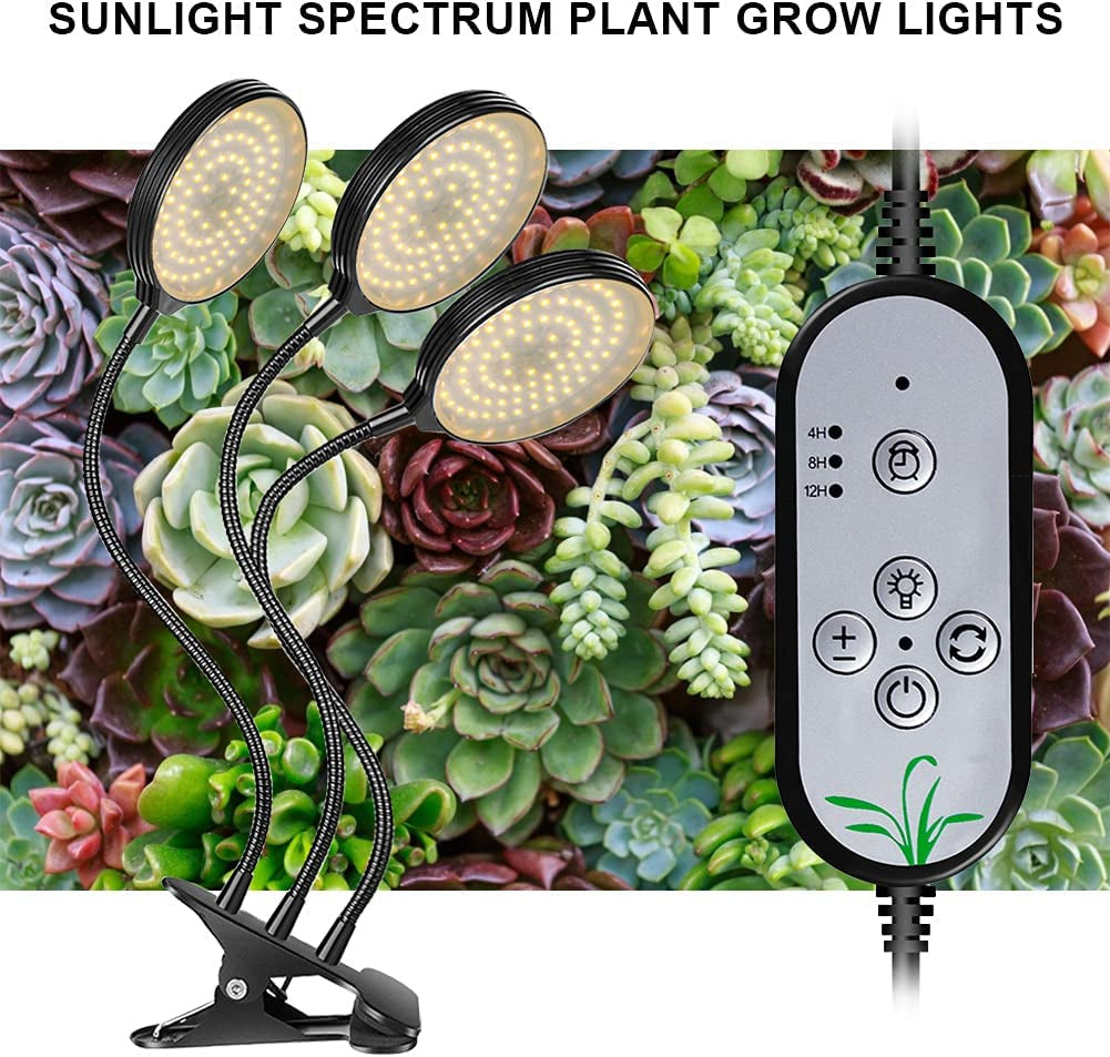 Grow Light 45W Sunlike Full Spectrum LED Plant Grow Lights with Timer Auto On/Off 4/8/12H Waterproof Grow Lamp for Indoor Plants, 5 Dimmable Levels, Adjustable Gooseneck