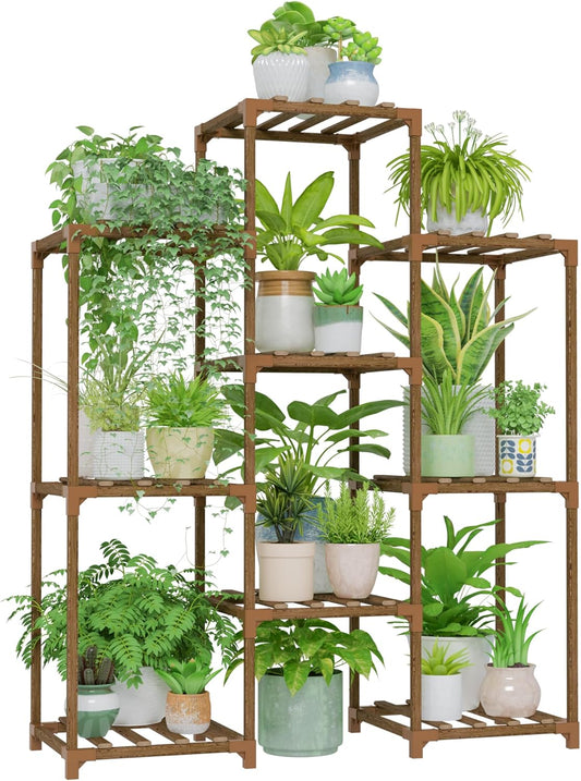 Plant Stand Indoor Plants Shelf Outdoor Wood Plant Rack for 4 Tiers Large Flower Stand for Multiple Plants Ladder Plant Holder for Living Room Boho Home and Gardening