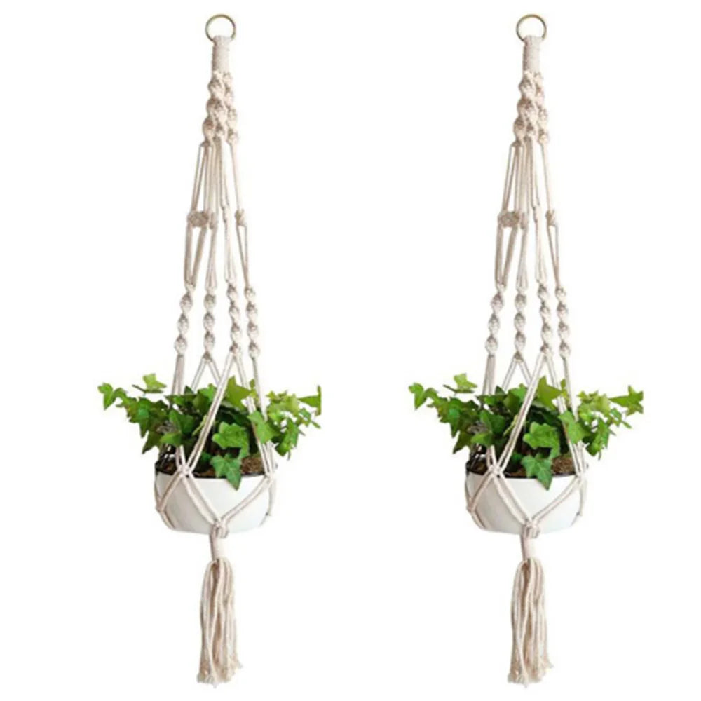 2Pcs Macrame Hangers,  Indoor Outdoor Hanging Planter Shelfs, Decorative Flower Pot Holder Hanging Baskets for , Boho Home Decor, for Succulents, Cacti, and Herbs