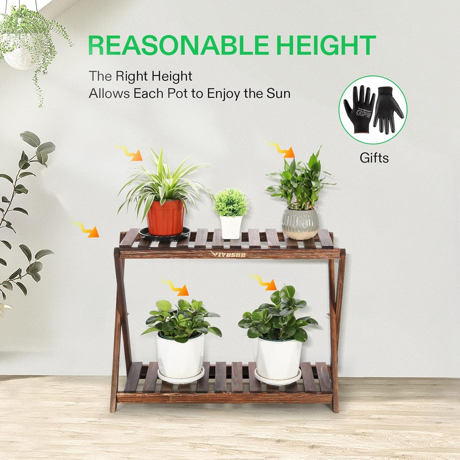 Plant Stands 2-Tier X-Shaped Plant Shelf, Wood Indoor Plant Rack / Outdoor Flower Plant Holder for Plant Display in Patio, Garden, Living Room, Corner, Balcony or Bedroom