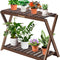 Plant Stands 2-Tier X-Shaped Plant Shelf, Wood Indoor Plant Rack / Outdoor Flower Plant Holder for Plant Display in Patio, Garden, Living Room, Corner, Balcony or Bedroom