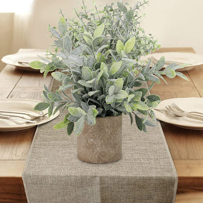 Artificial Potted Plants Mini Fake Eucalyptus Plant, Small Plastic Green Plant with Pot, Faux Leaf Rosemary Plants for Shelf, Home Decor, Indoor, Table Decoration - 3 Pack, Flocking Green