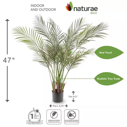 Artificial 47 In. Areca Palm Indoor and Outdoor Plants