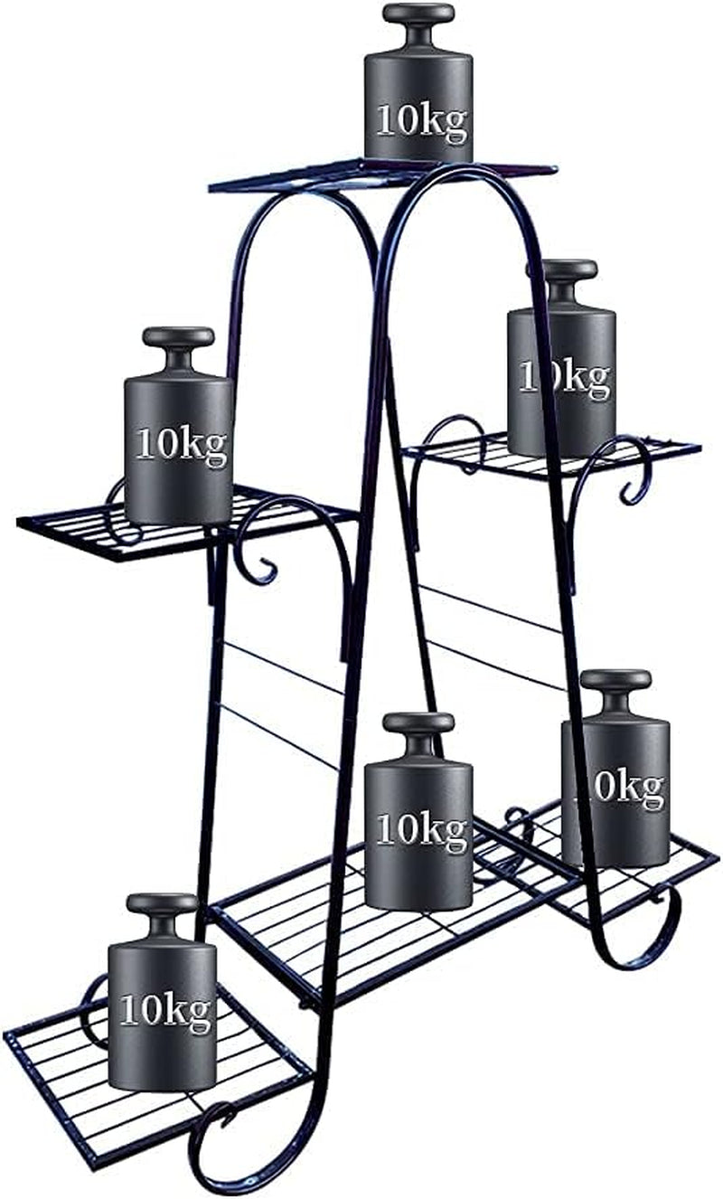 Metal Plant Stand, 6 Tier, 29.9 X 9 X 29.1 In, Black