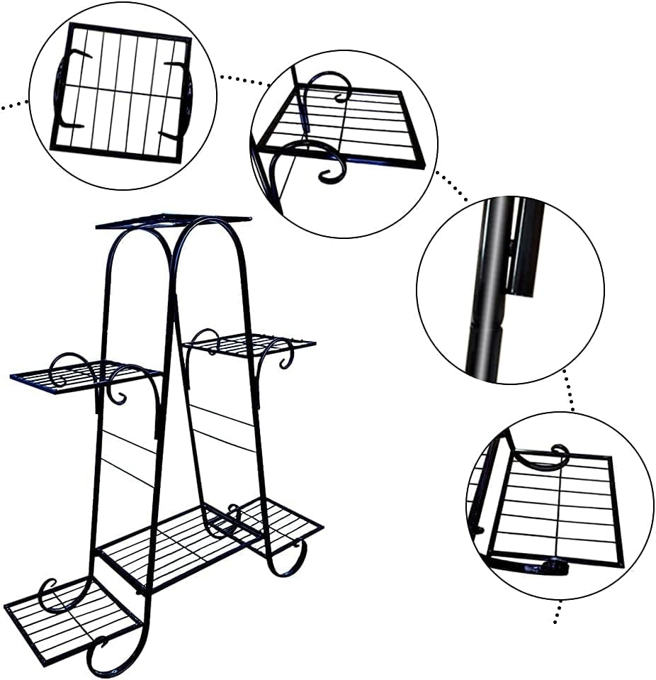 Metal Plant Stand, 6 Tier, 29.9 X 9 X 29.1 In, Black