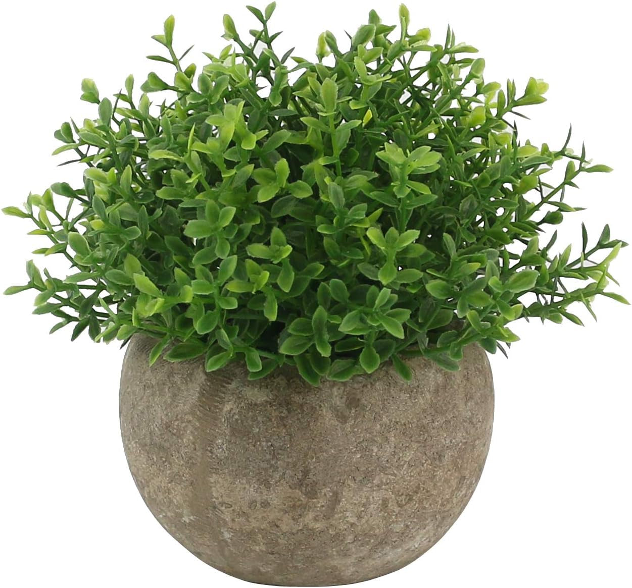 Mini Plastic Faux Plants in Pot/Small Topiary Shrubs Fake Greenery for Bathroom, House Decorations (Green Grass)